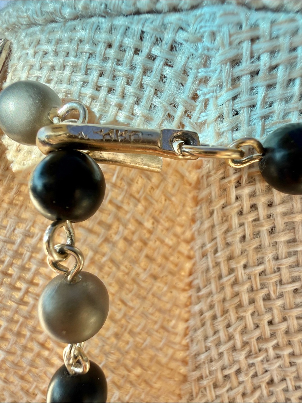 Japan Multi-Strand Black Gold Tone textured Beaded Vintage Statement Necklace - Picture 6 of 11